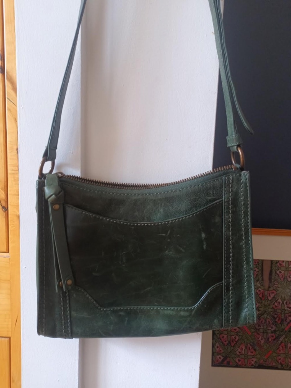 Dark Green Leather Frye bag